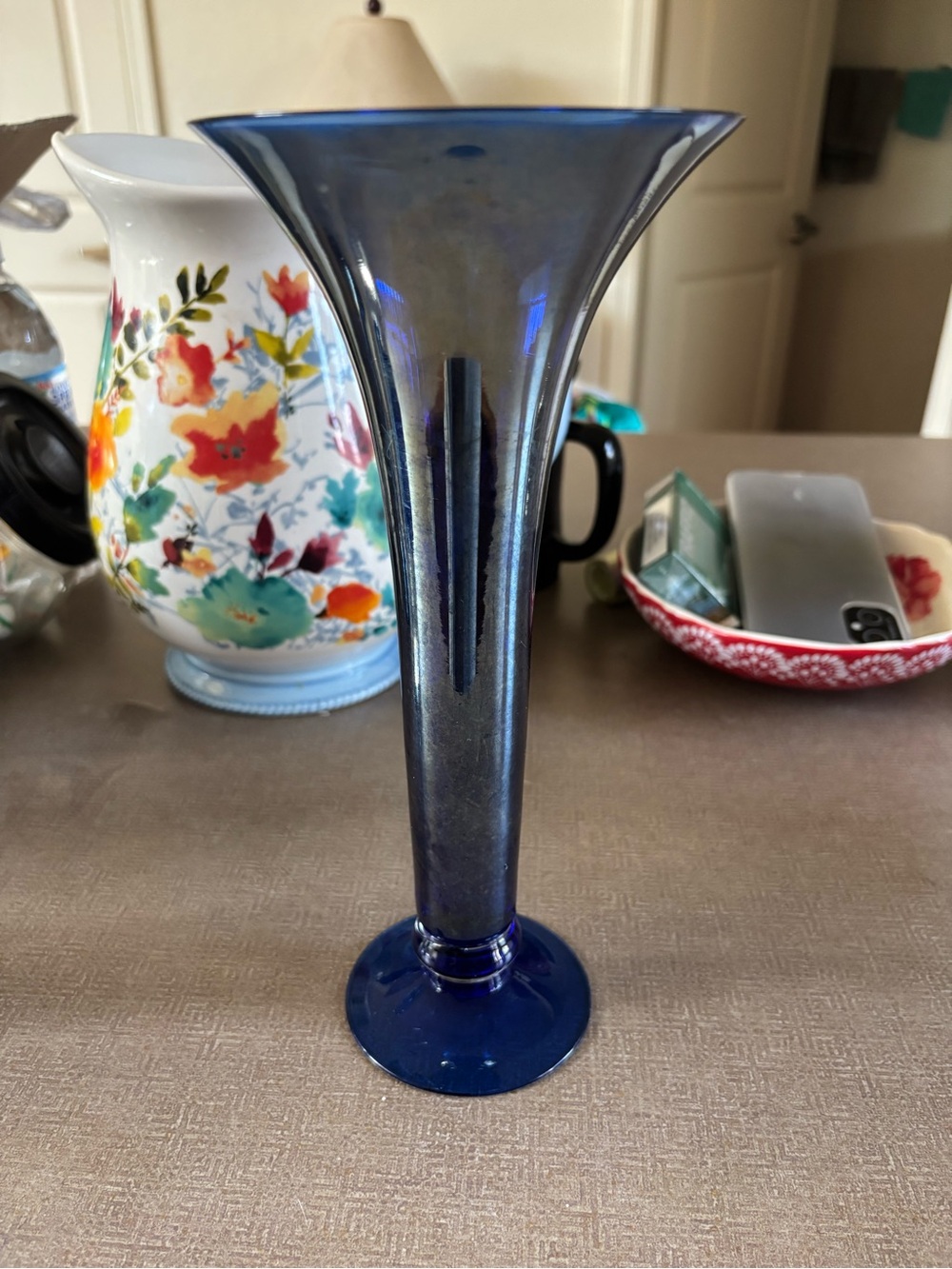 Blue Tall Glass Bud Vase - Home Accents